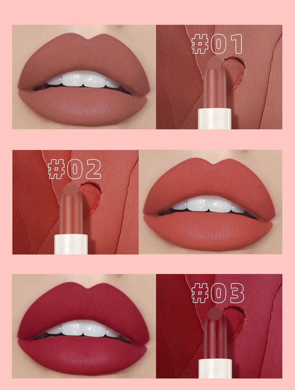 QIBEST Moisturizing matte new Color Lipstick has a velvety misty texture that is not easy to fade and lasts long. It is a cross-border nude color lipstick undefined