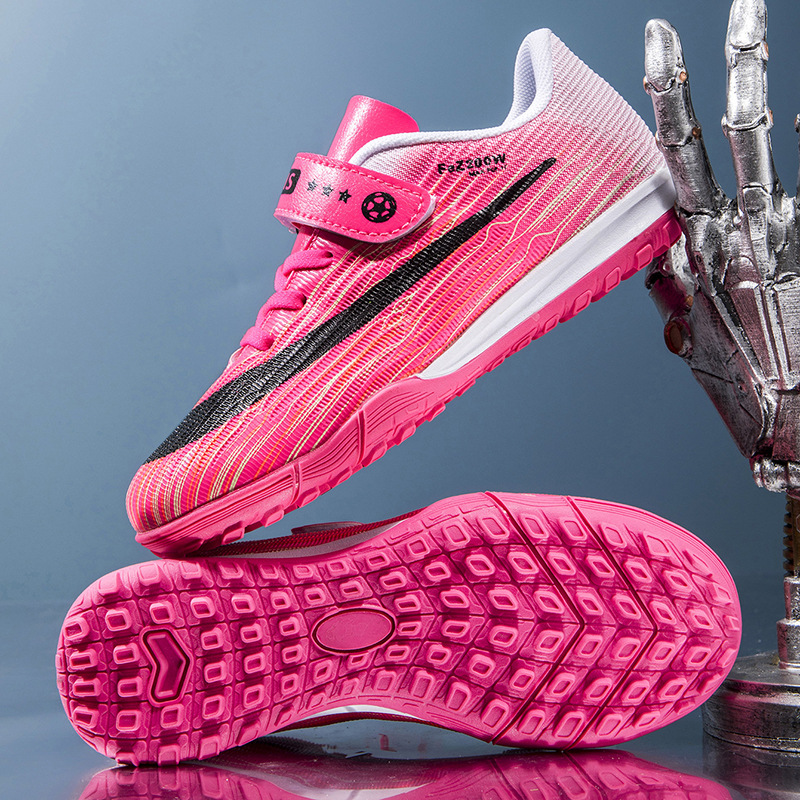 Zapatillas de Fútbol TF para Niños de Caucho Ligeras con Cierre Adhesivo para Césped Escolar