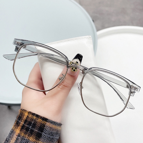 Handsome half-rim glasses frame men's Chaoligong elegant scum myopia with degree anti-blue light flat eye glasses frame
