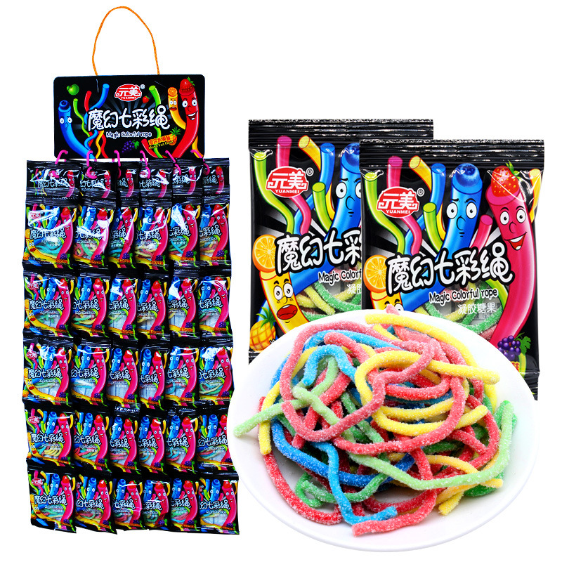 Yuan Mei 16g Magic Seven Color Rope Candy Internet Famous Juice Gel Soft Candy Children's Casual Snack Food Wholesale