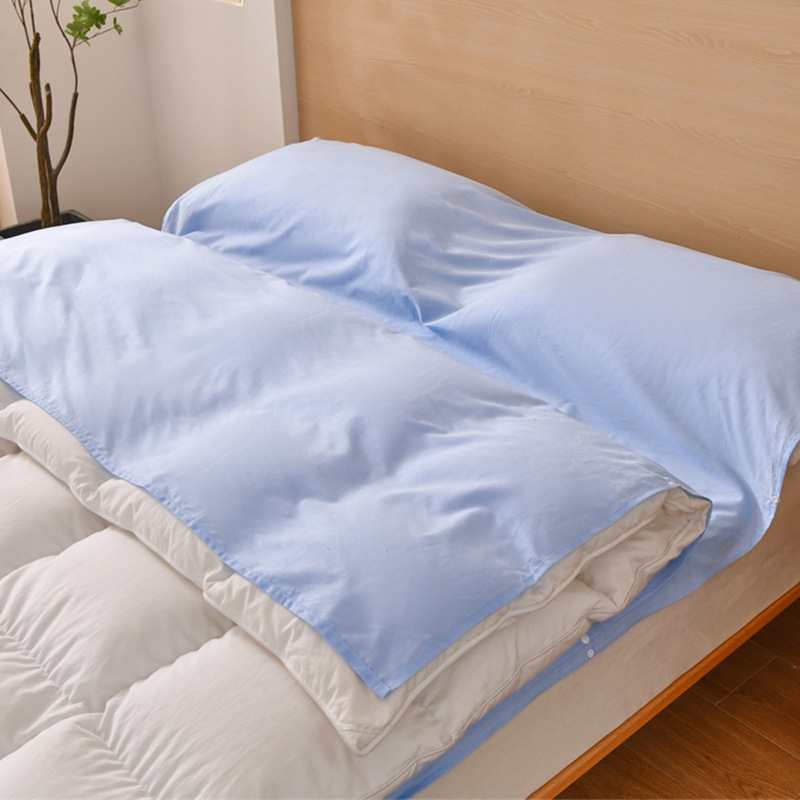 Saco de dormir sucio de hotel de algodón puro, sábana de viaje, funda de edredón, juego portátil de cuatro piezas para viajes de negocios