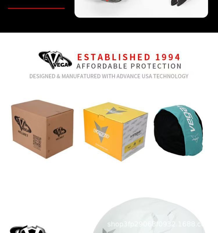 American Vega Motorcycle Helmet for Men and Women, Bluetooth Racing Helmet, Four-Season Sun Protection Full-Face Helmet, Retro Motorcycle Helmet with Large Tail Wing, 3C