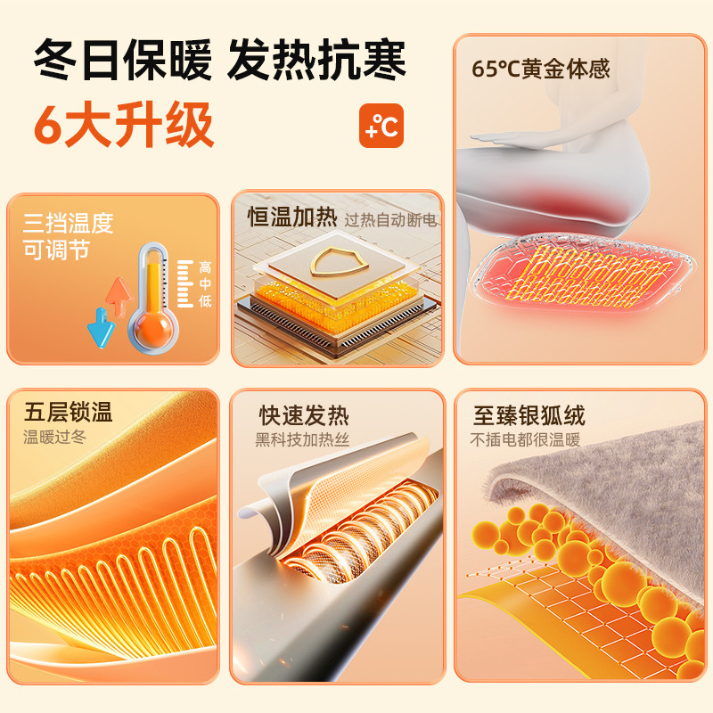 蜂窝加热垫5v方垫触摸智能开关短毛绒不掉毛汽车坐垫家用车载方垫|undefined