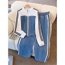 T 11363 Zipper Two-Piece Long Sleeve Set ţ��ƴ����װ �羳ר