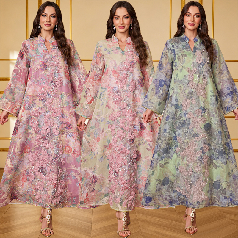 CG710 New Cross-Border Trade Mesh Dress with Three-Dimensional Floral Embroidery, Elegant and Dignified Long Dress CG710 New Cross-Border Trade Mesh Dress with Three-Dimensional Floral Embroidery, Elegant and Dignified Long Dress