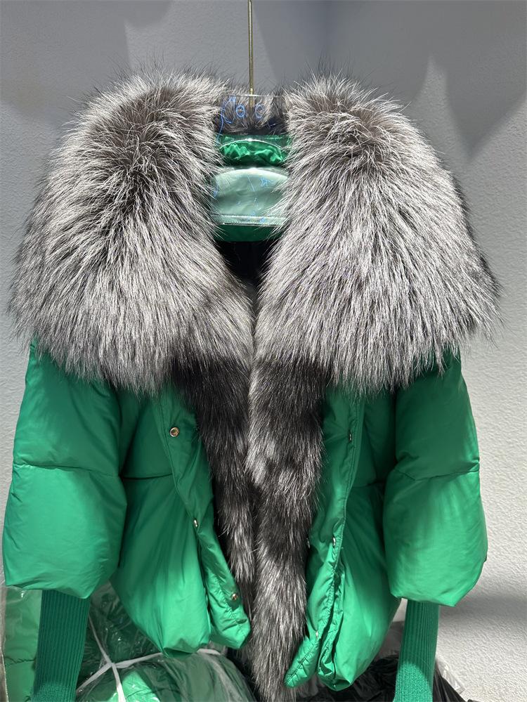 Women's Down Jacket With White Duck Down And Fur Short Coat_voghion.com