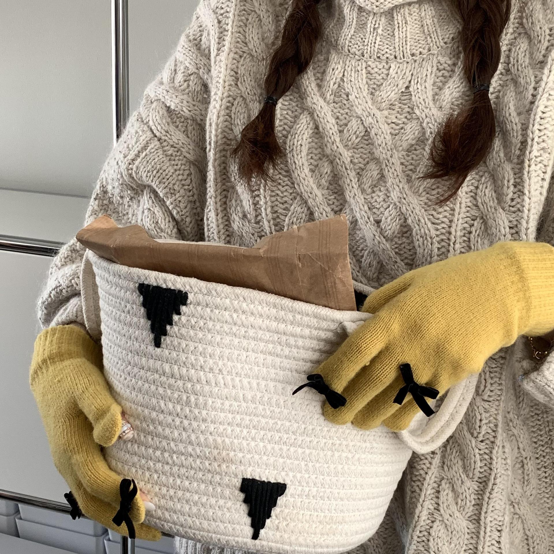 Chao lindo ~ Nuevo chic Otoño e Invierno lana de punto arco pantalla táctil a prueba de frío guantes de fuga de dedo caliente