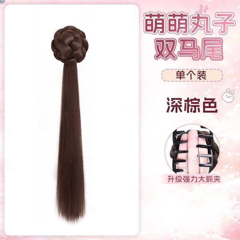 Nueva peluca china trenzada mujer cola de caballo agarrar clips estilo chino de estilo lateral cabello de simulación cabello Hanfu brotes de flores bola cabeza de peluca trenzada