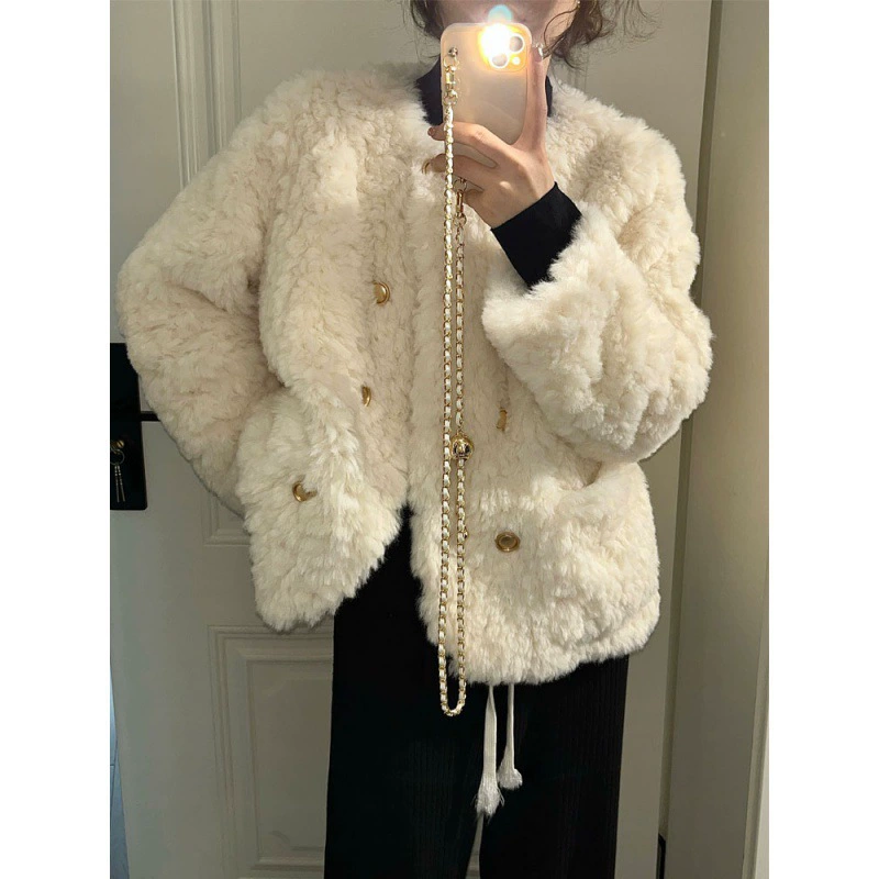 Тёплая пуховая куртка в стиле Chanel, для подростков, свободный крой, слоновая кость, one size