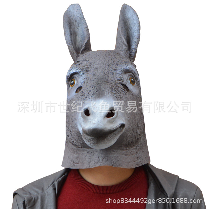 Máscaras de baile de Halloween máscaras de cabeza de burro máscaras de cabeza de látex máscaras de cabeza de animal espectáculo muñecas enteras