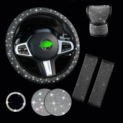 Steering wheel cover | belt cover car cup - white-38cm