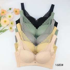 乳棉1680批发尾货亲肤乳感棉内衣上薄下厚AB杯聚拢调整四排扣文胸
