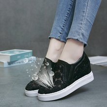 内增高小白鞋女2020夏季网纱透气运动网面鞋凉鞋一脚蹬乐福懒人鞋
