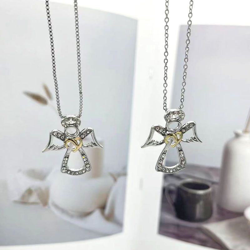 Collana popolare Cupido Amore, gioielli ciondolo ali d'angelo in lega di vendita calda femminile_voghion.com