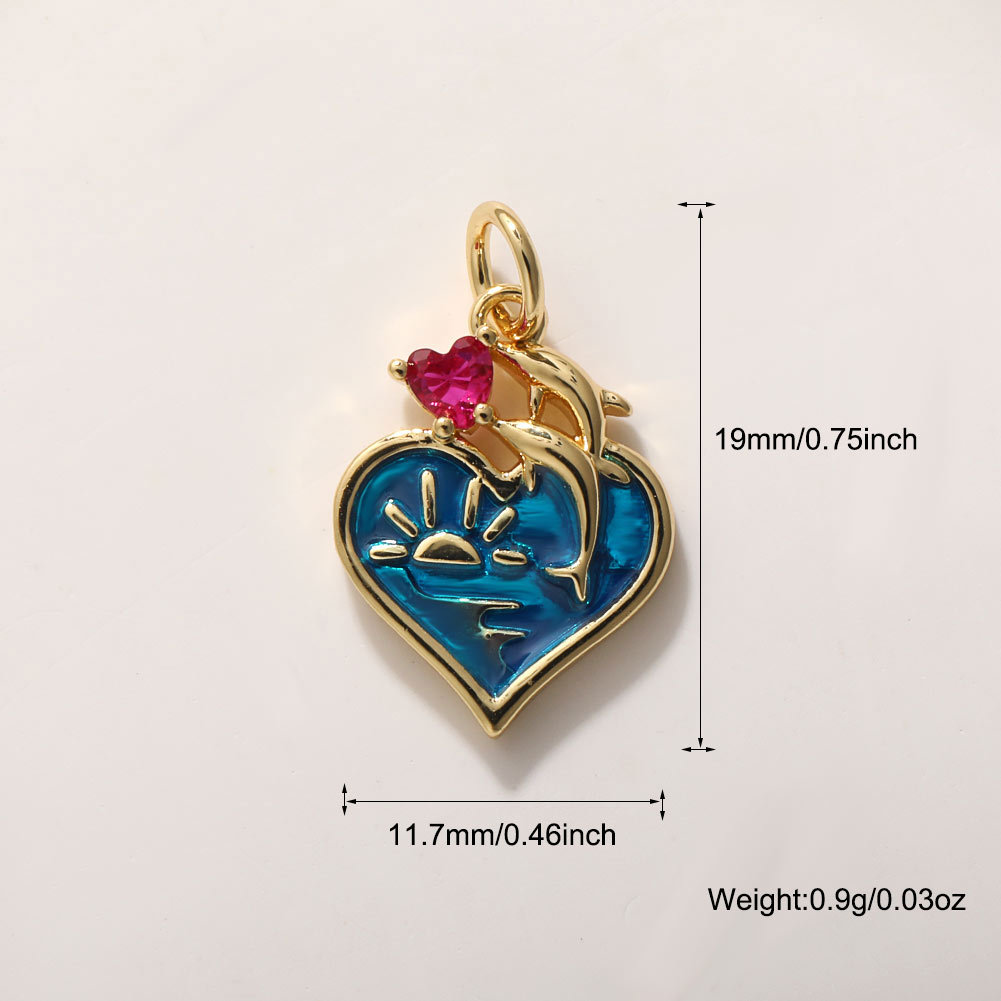 2g Weight Pendant Jewelry Making Type DIY Jewelry Accessories Classification 1 Piece Quantity Copper Material Starfish, Conch, Dolphin, Hippocampus, Fish Pattern All Seasons Season Enamel, Plating Design Cute, Marine Style Style 1 Piece Copper Starfish Conch Dolphin Pendant DIY Jewelry Accessories 25