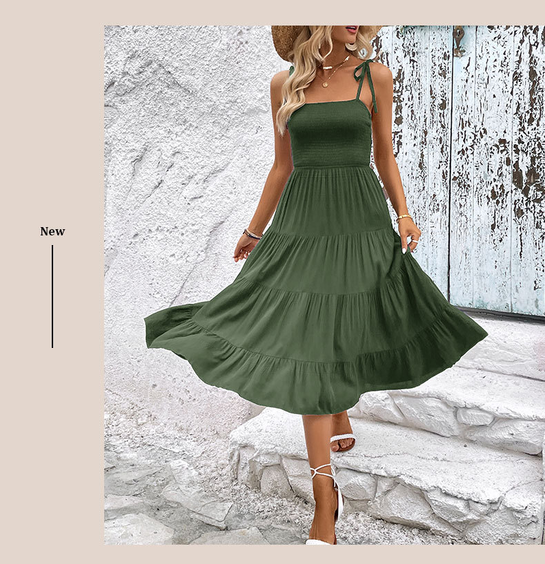 Solid Color Backless Suspender Sexy Dress_voghion.com