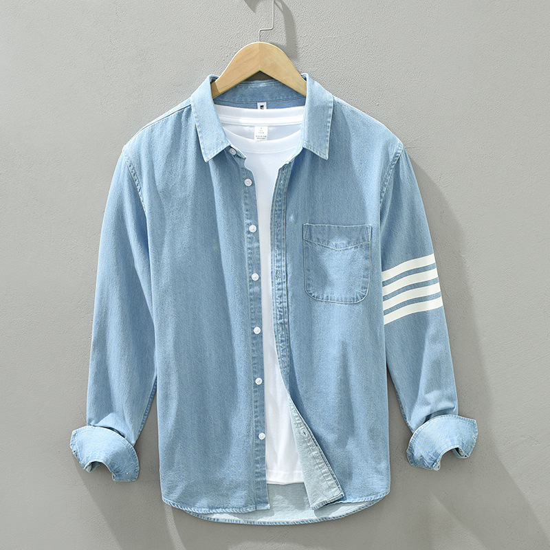 8841 spring new Denim shirt men's Korean trend bar loose long sleeve shirt coat men's hair generation