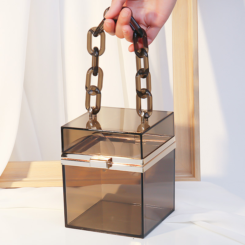 Bolso de caja cuadrada de acrílico transparente bolso portátil transparente de las mujeres bolso caliente transfronterizo bolso de acrílico del todo-fósforo de la moda