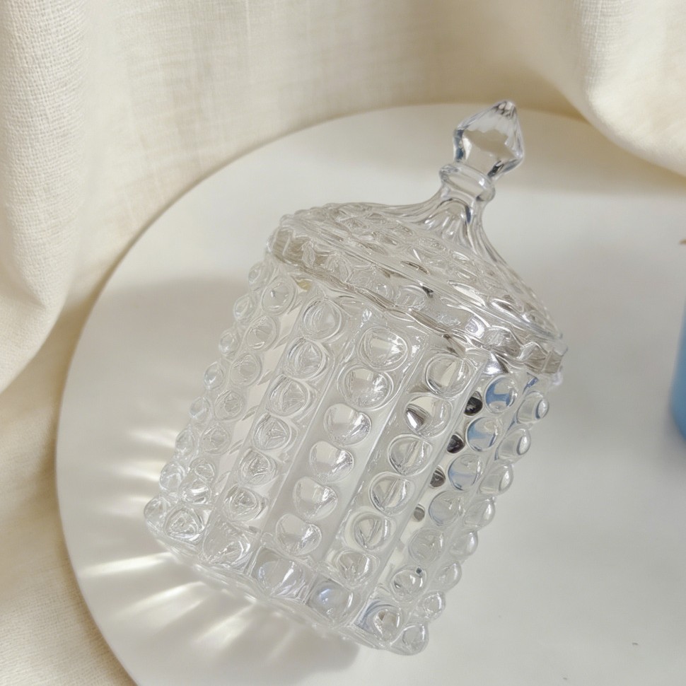 Frasco de Vidrio de Cristal con Tapa para Dulces y Almacenamiento de Joyas Decorativo image 3