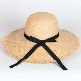 大檐拉菲草草帽女春夏季夏天可折叠遮阳帽子沙滩帽海边度假韩版潮