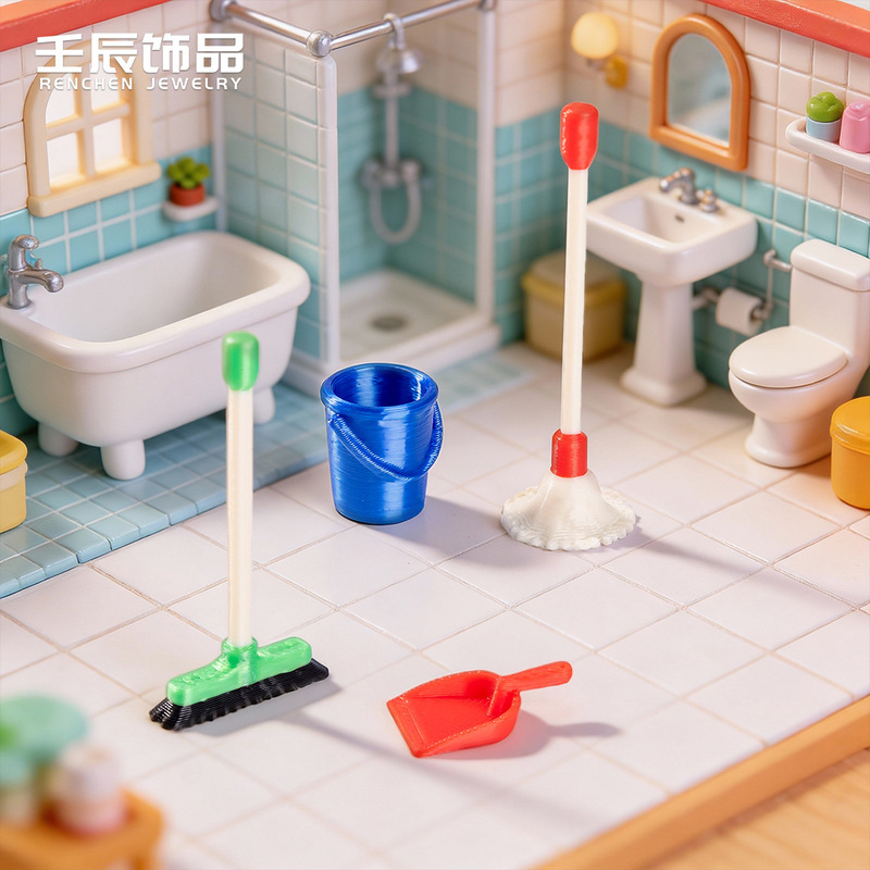 Dollhouse Landscaping Accessories, Micro-Landscape Small Ornaments, 3D Printed Mini Cleaning Tool Set, Miniature Scene Decorations Dollhouse Landscaping Accessories, Micro-Landscape Small Ornaments, 3D Printed Mini Cleaning Tool Set, Miniature Scene Decorations