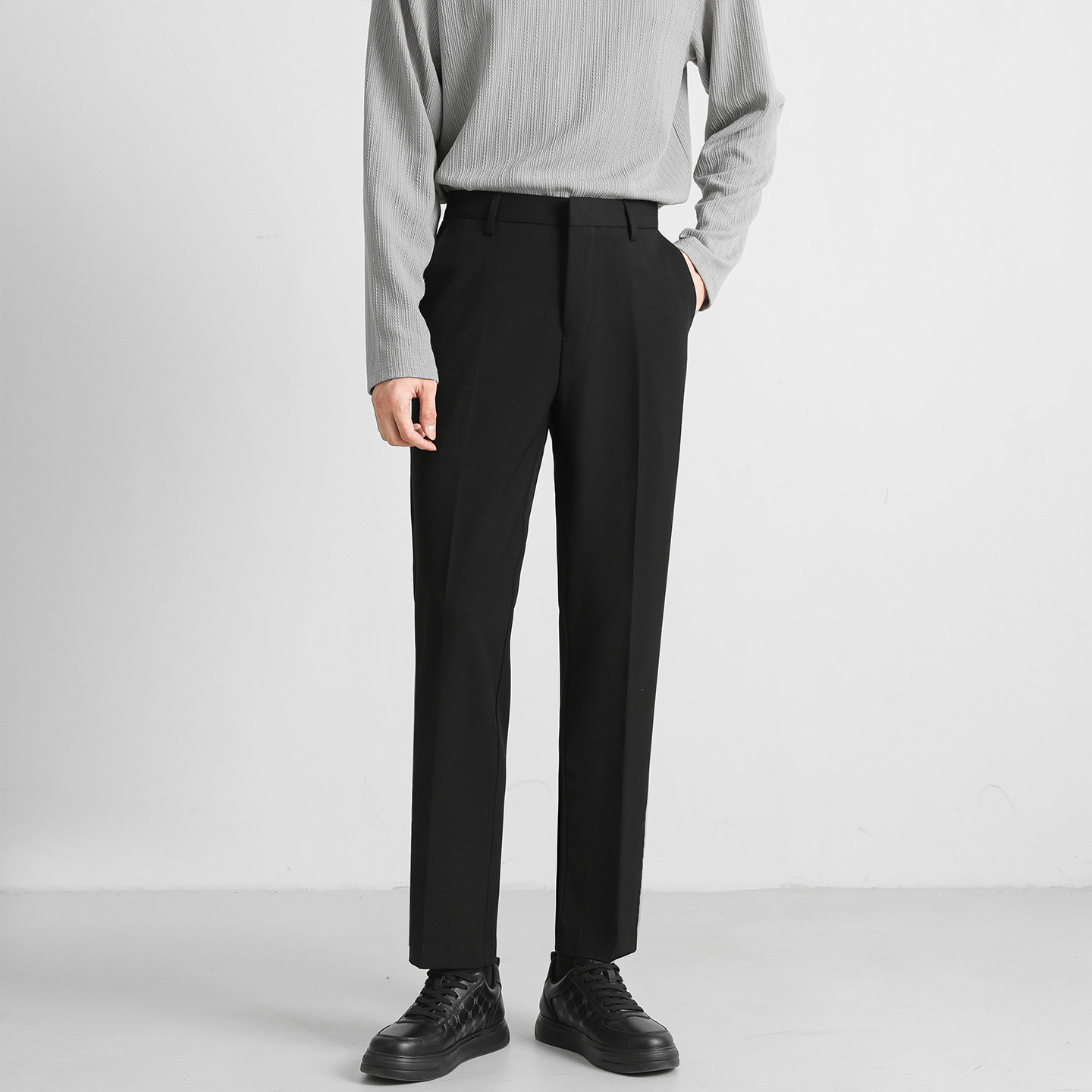 秋季新款西裤男修身商务正装休闲小脚裤高级坠感西装裤四季款西裤