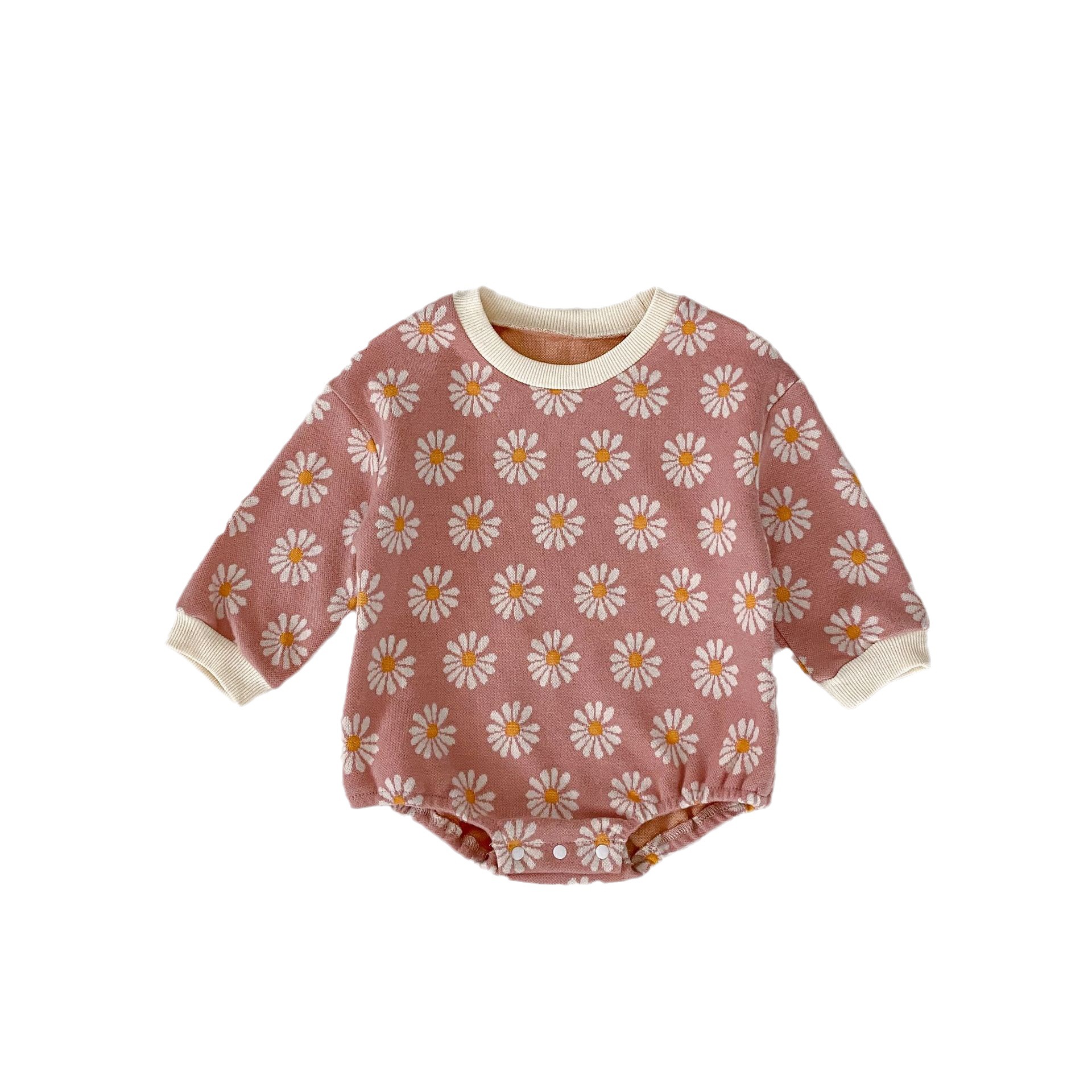 Ins 2024 autumn clothing for infants, young children, girls, babies, fresh flowers, jacquard long sleeved crawling_voghion.com