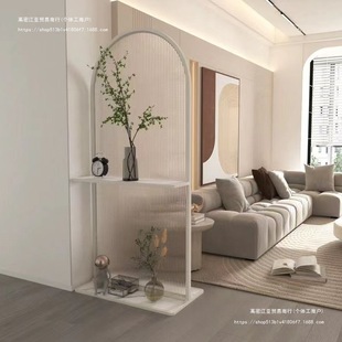 Internet Celebrous Punch-free Cream Style Changhong Glass Partition Rack Art Living Room Entrance Screen Fashion Minimalist