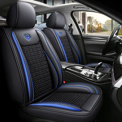 Seat cushion, seat cover | Car seat cushion fully enclosed leather - black-and-blue-standard-edition-leather-and-ice-silk