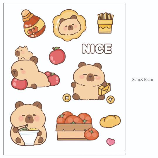Kapibala cute cartoon hand account sticker children's hand account sticker pvc goo card suit optional DIY sticker