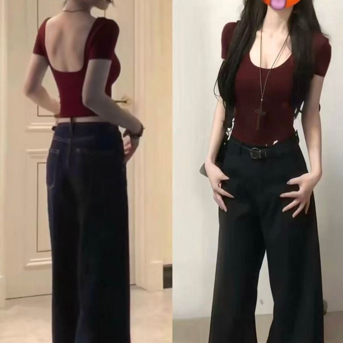 เสื้อยืดแขนสั้นสีแดงลายสมอ [พร้อมคุณสมบัติกันลื่น] / เอ็ม ( 40-50kg )