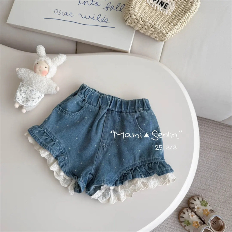 Sweet Little Girl Denim Shorts 2025 Summer Thin Style Baby Girl Shorts Children's Jeans Baby Outfit Shorts