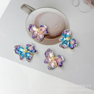 Alloy Thin Coated Accessories Bow Pearl Flower Earrings French Niche Exaggerated Holiday Decoration Accessories