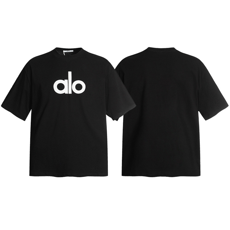 アメリカンハイストリートAloレターフォーム半袖ルーズニッチカジュアル万能男女カップルシンプルTシャツ半袖シャツ|undefined