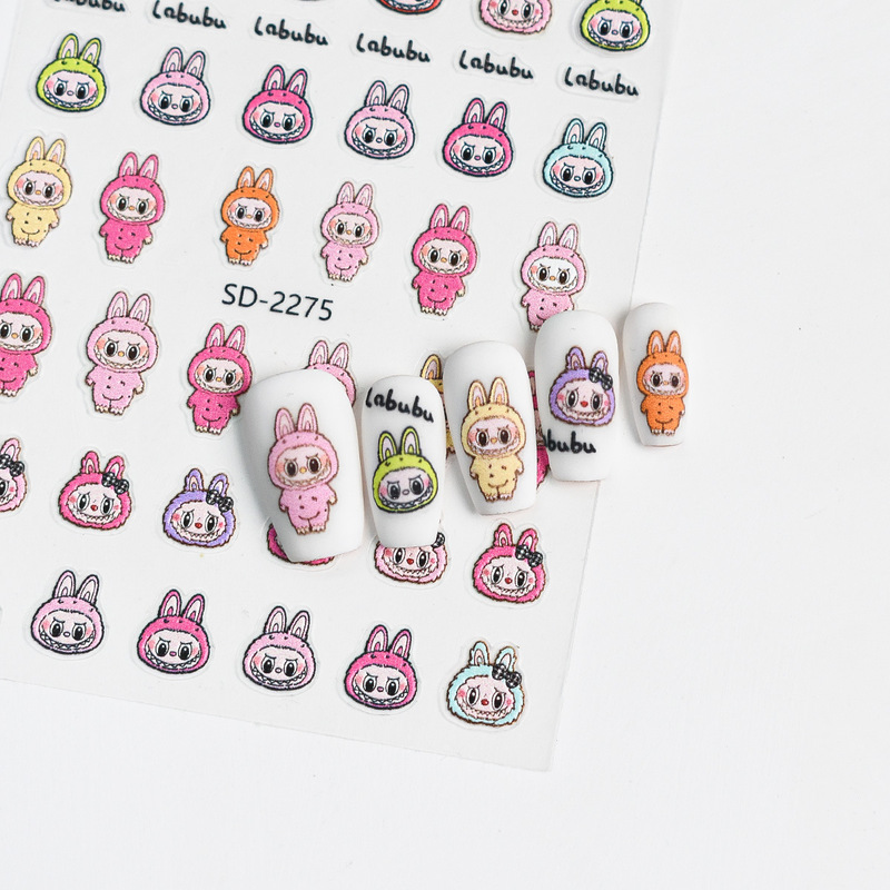 ZM 新しい labubu ネイルアートステッカーカラフルな labubu インターネット有名人カラー diy 面白いパーソナライズされたネイルステッカー|undefined