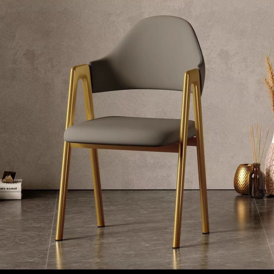 라이트 럭셔리 골드 [고품질] 그레이 가죽 의자/2개 무료 배송