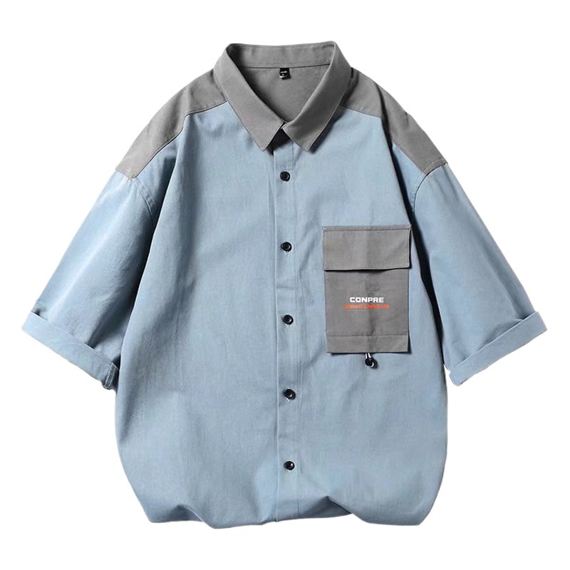 Ropa DE TRABAJO suelta de verano camisa de manga tres cuartos suelta casual volantes guapo media manga camisa de manga corta abrigo moda al por mayor