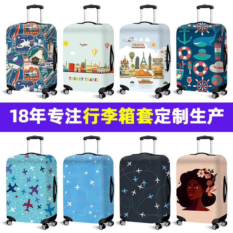 Milk Silk Printed Suitcase Protective Cover Thickened Travel Suitcase Dust Cover Trolley Suitcase Elastic Cover with Logo
