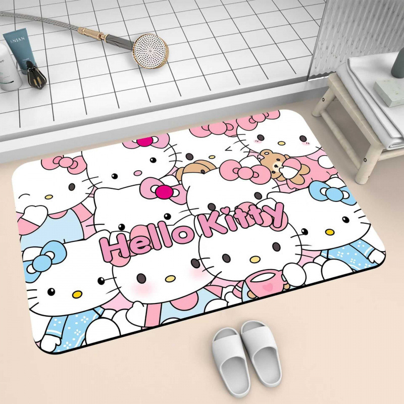 可爱HelloKitty硅藻泥吸水地垫家用卫生间洗漱台防滑易打理门垫|undefined