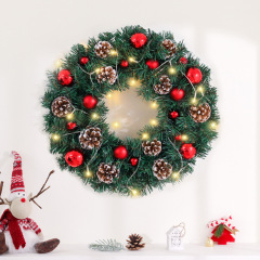 新しいクリスマスの花輪40cm松果クロスボーダーled発光ショーウインドーのドアに花輪クリスマスの装飾品を掛けます。