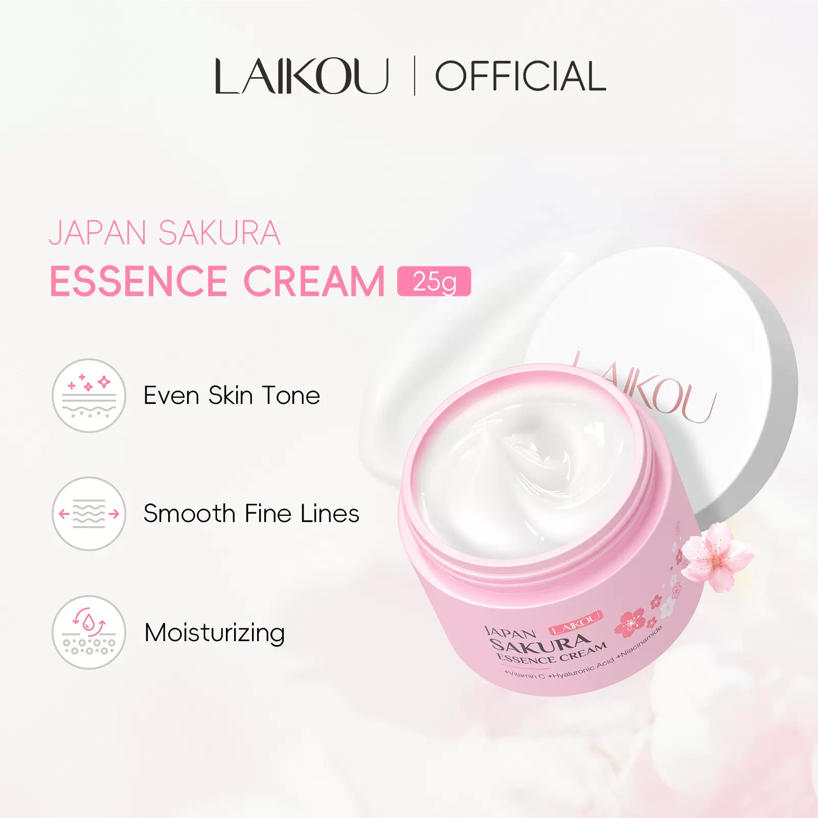 莱蔻日本樱花精华面霜25g 补水保湿霜护肤品化妆品跨境厂家批发