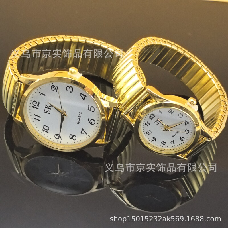 Middle-Aged and Elderly Pointer Digital Face Men and Women Quartz Large Dial Watch Elastic Band Couple Fashion Wholesale
