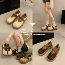 休闲时尚粉色复古浅口厚底单鞋女2025新款秋季配裙子百搭玛丽珍鞋