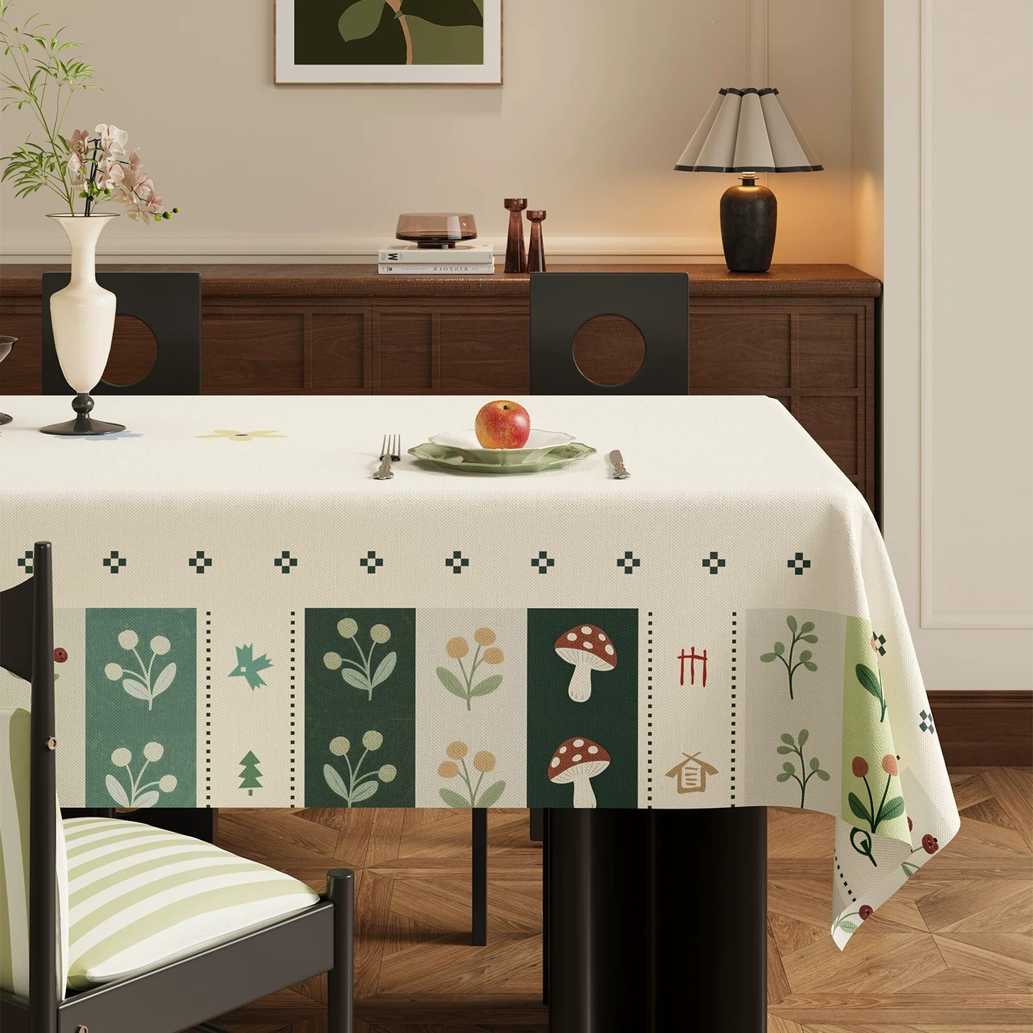 Medieval Style Waterproof and Oil-Proof Tablecloth 2026 New Model High-End Fresh Green Dining Tablecloth Coffee Table Cover