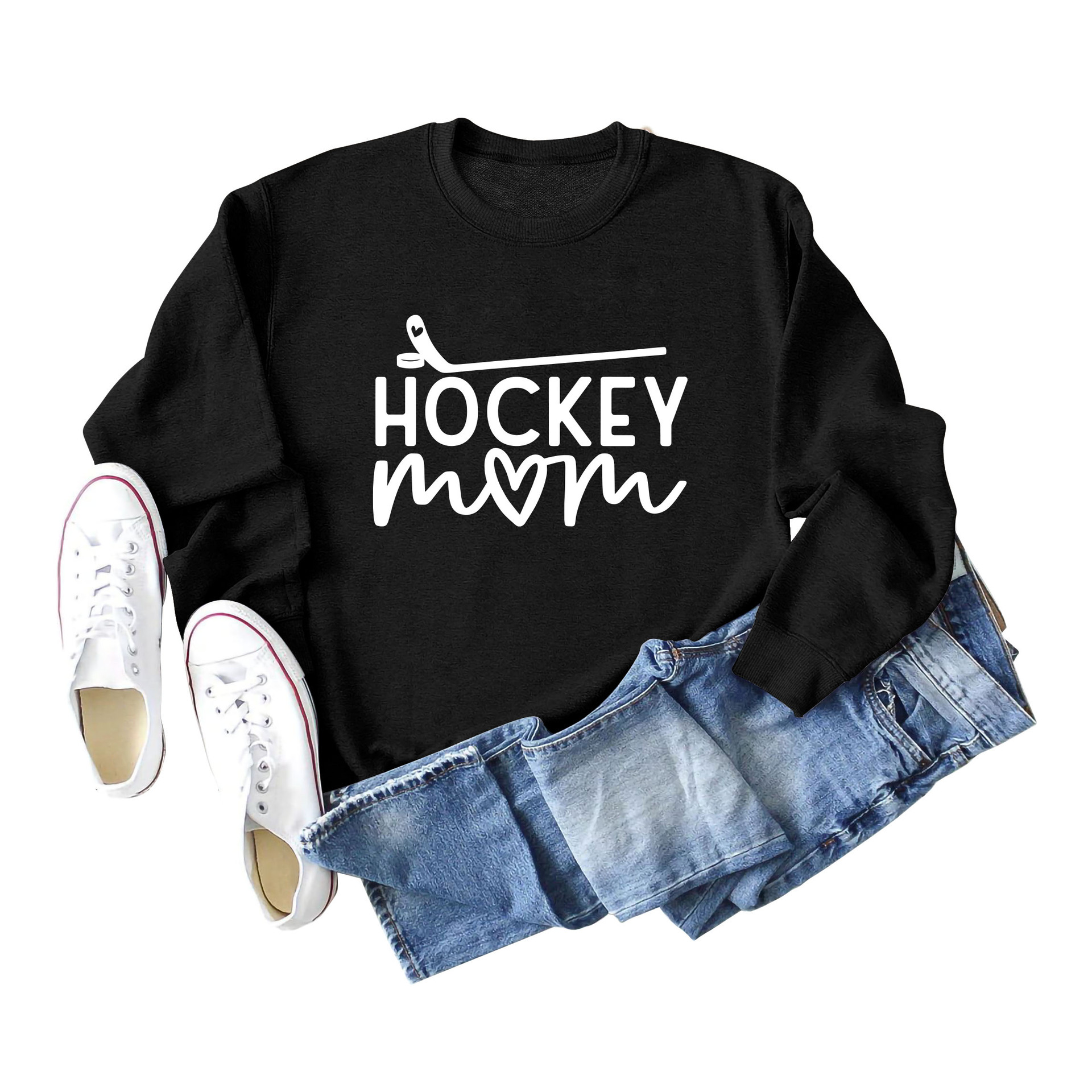 Amazon deseo transfronterizo de las mujeres europeas y americanas talla grande Nueva carta hockey Otoño e Invierno suéter de manga larga en stock al por mayor