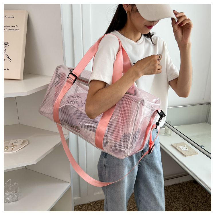 Letter Pattern Sports Pvc Transparent Zipper Square Black Pink Orange Shoulder Bags display picture 2