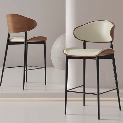 軽奢金属製バーチェア、家庭用高級感のあるハイチェア、シングルスタイルチェア、背もたれ付きチェア、移動可能なバーチェア