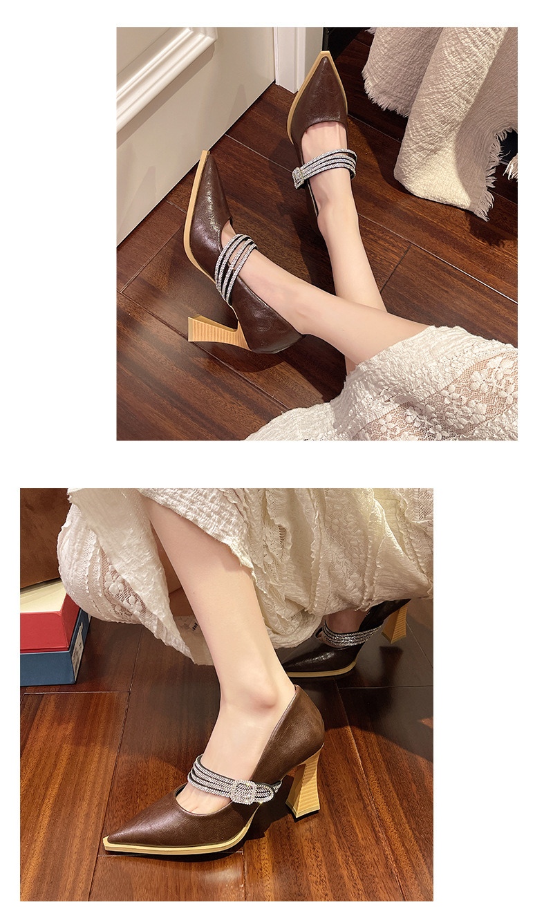 Vintage Mary Jane Shoes For Women With Rhinestones Chunky Heel_voghion.com