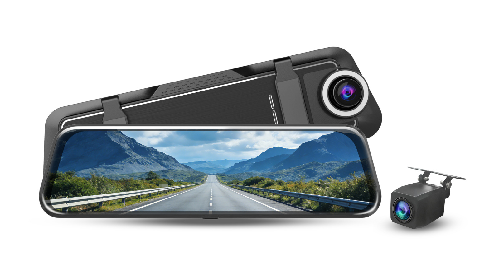 Dual-lens 10inch full-screen carplay night vision metal casing streaming rearview mirror dashcam