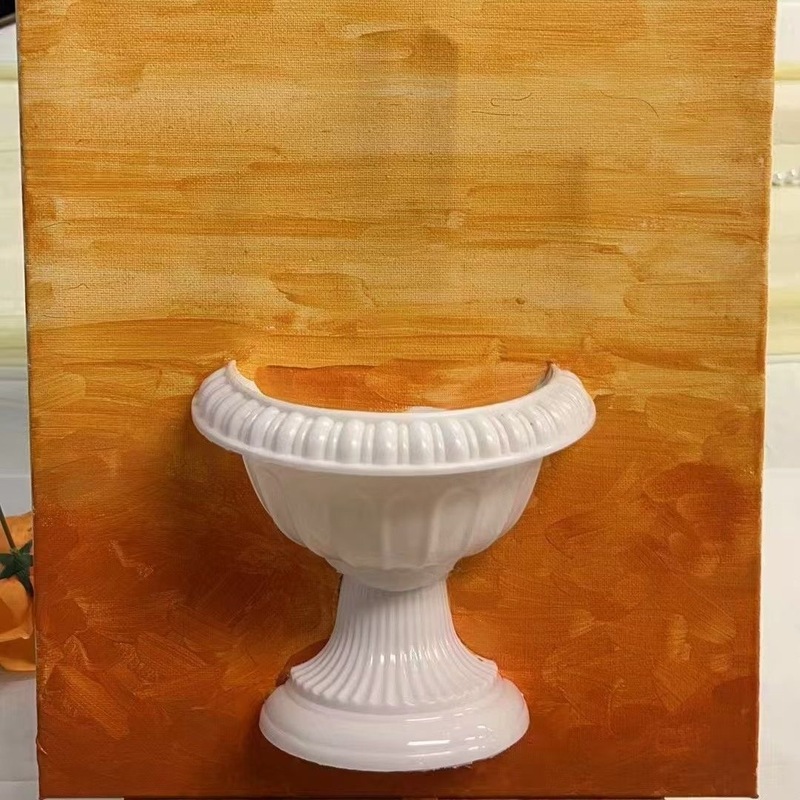 プリザーブドフラワー半壁花瓶シンプルなヨーロッパアート絵画植木鉢製図板手描き花器背の高いフラワーアレンジメント花瓶卸売|undefined